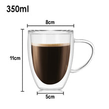 Load image into Gallery viewer, Heat Resistant Double Wall Glass Coffee/Tea Cups And Mugs Travel Double Coffee Mugs With The Handle Mugs Drinking Shot Glasses