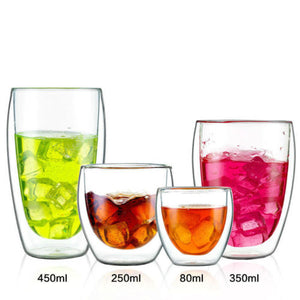 Hot Double Layer Wall Clear Glass Heat Resistant Tea Coffee Mug Borosilicate Cup Free Shipping